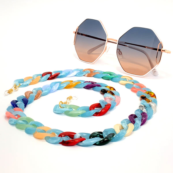 Rainbow Light Blue Sunglasses Chain