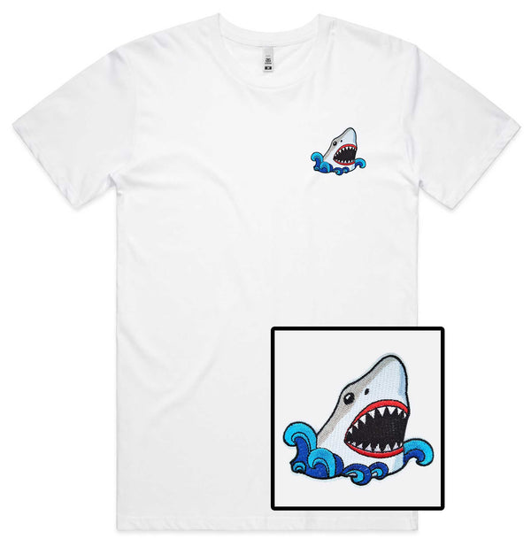 Scary Shark Embroidered T-Shirt