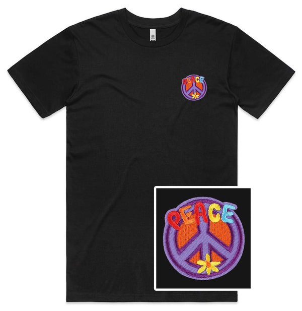 Peace Sign Embroidered T-Shirt