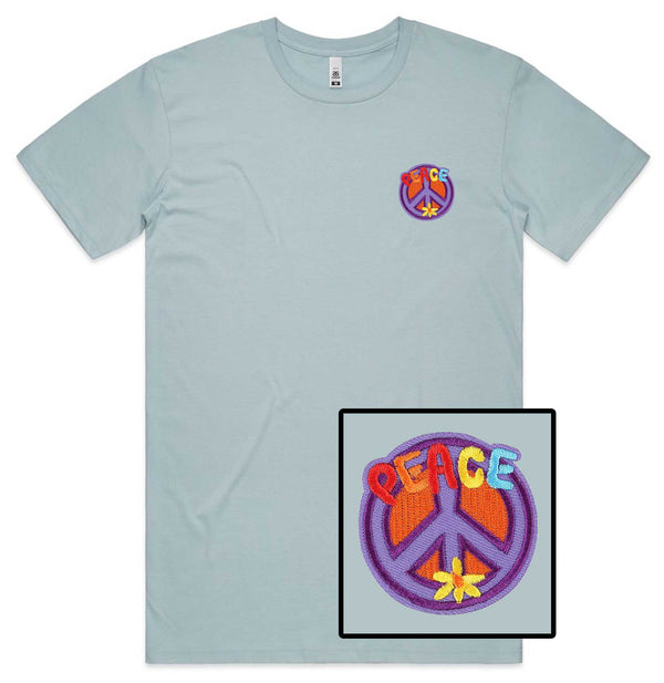 Peace Sign Embroidered T-Shirt