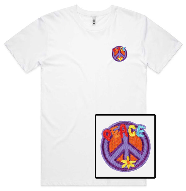 Peace Sign Embroidered T-Shirt