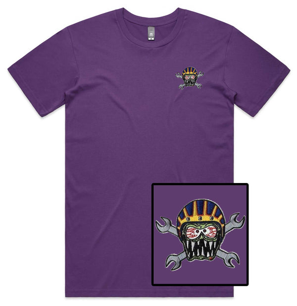 Monster Helmet Gun Embroidered T-Shirt