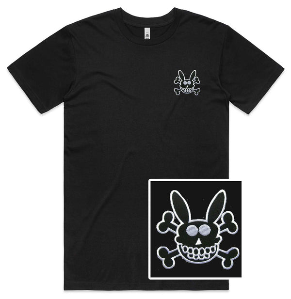 Skull Rabbit Embroidered T-Shirt