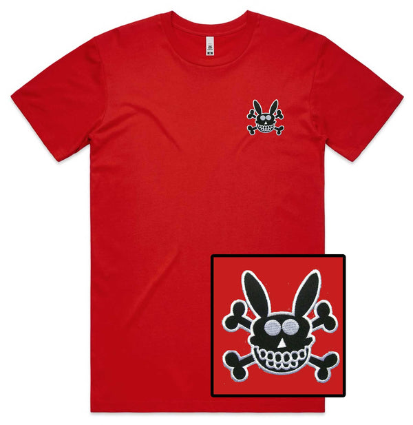 Skull Rabbit Embroidered T-Shirt