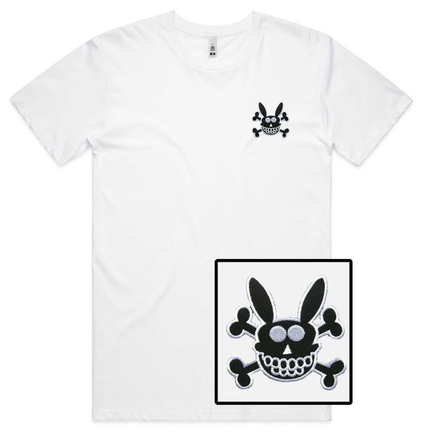 Skull Rabbit Embroidered T-Shirt