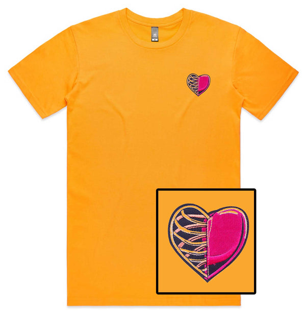 Half Skeleton Heart Embroidered T-Shirt