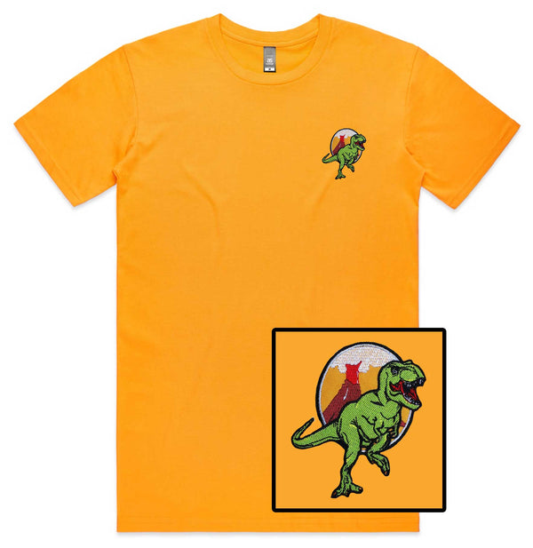 Dinosaur Volcano Embroidered T-Shirt