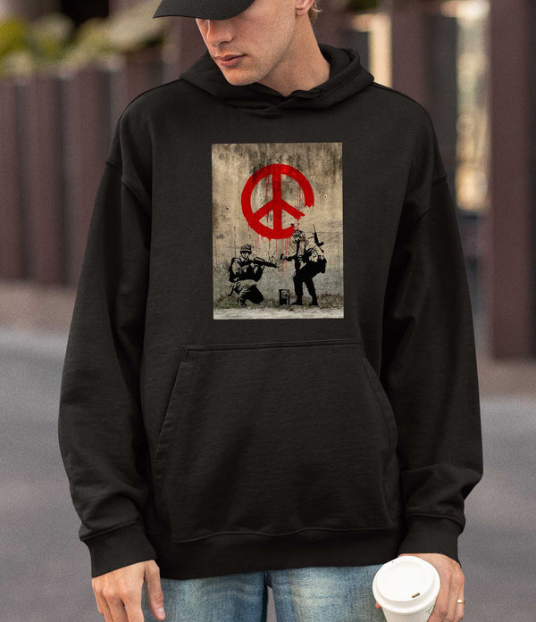 Banksy Hoodie - CND Soldiers Painting Peace Sign