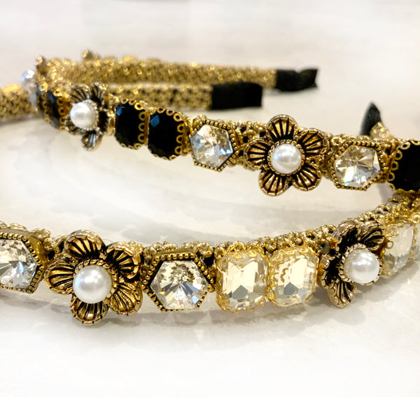 Headband - Diamante And Pearl Embellished