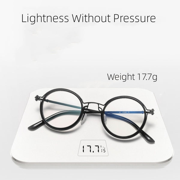Luxury Round Frame Anti Blue Light Reading Glasses