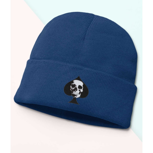 Ace Skull Beanie, Cozy winter beanie with elegant patterns, animal embroidery, soft knit beanie, plain colour beanies