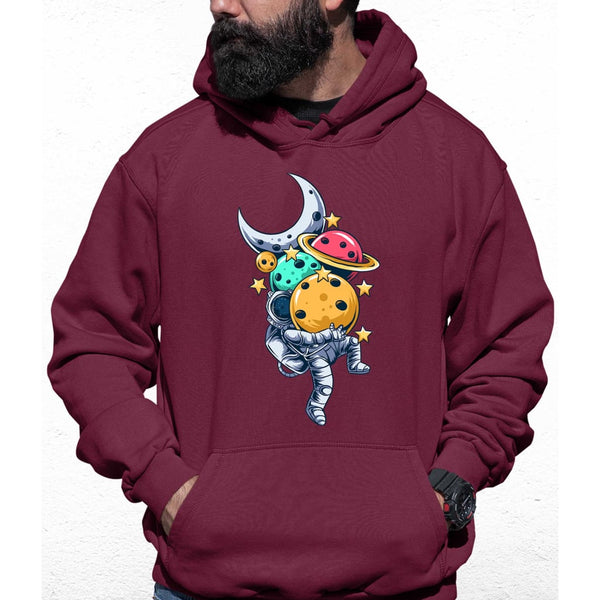 Astronaut Carrying Planets Colour Hoodie