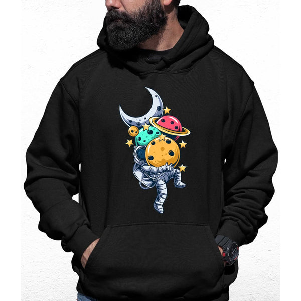 Astronaut Carrying Planets Colour Hoodie