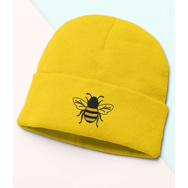 Bee Beanie, wasp, Cozy winter beanie with elegant patterns, animal embroidery, soft knit beanie, plain colour beanies