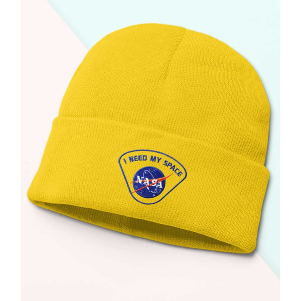 I Need My Space Beanie, Nasa, Space, Cozy winter beanie with elegant patterns, animal embroidery, soft knit beanie, plain colour beanies