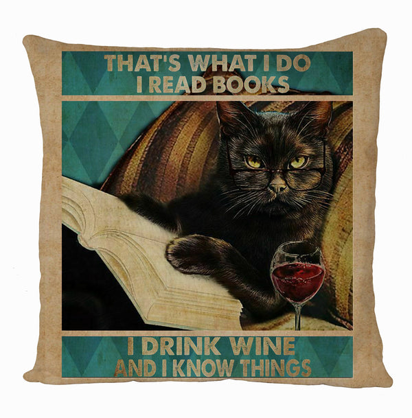 I know things black catPrinted Cushion Cover, Gift Home Decoration, Graphic Design Cushion Covers