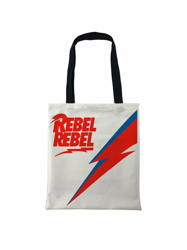 Rebel Rebel Big Flash White Tote Bag, David Bowie Tote bag