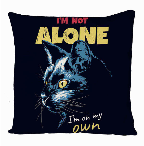 I'm Not Alone I'm On My Own Grumpy Black Cat Cushion Cover