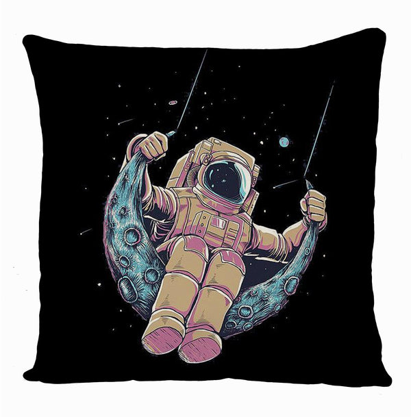 Astronaut Galaxy Crescent Moon Swing All Over Printed Cushion Cover