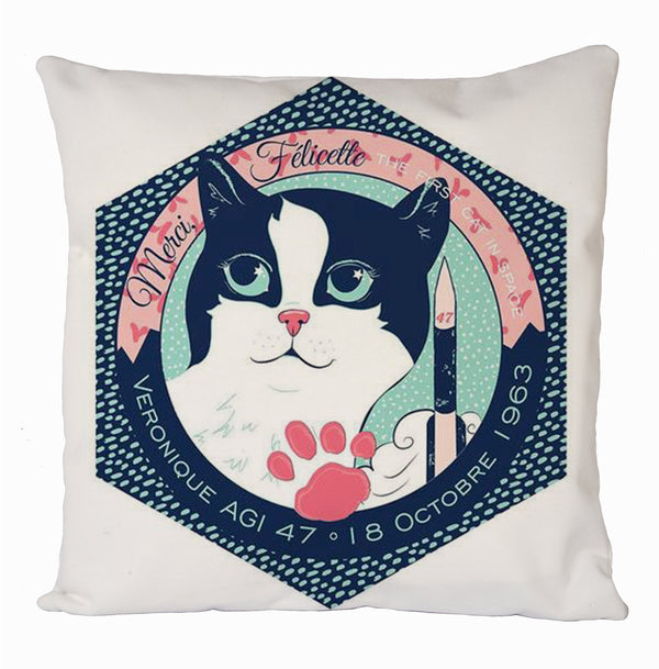 Merci Félicette First Cat In Space Parisian Cat All Over Printed Cushion Cover