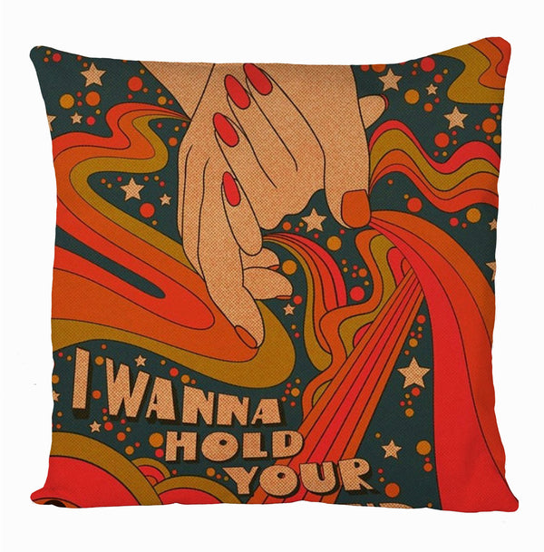 I Wanna Hold Your Hand Graphic Design All Over Printed Cushion Cover