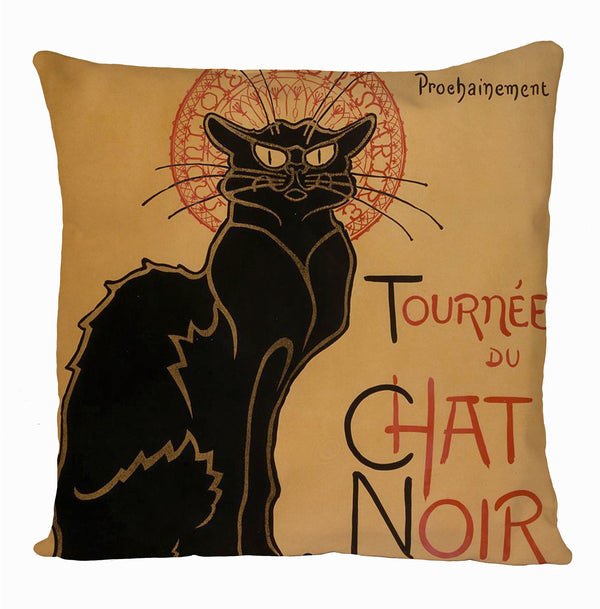 Chat Noir Affiche Black Cat Poster All Over Printed Cushion Cover
