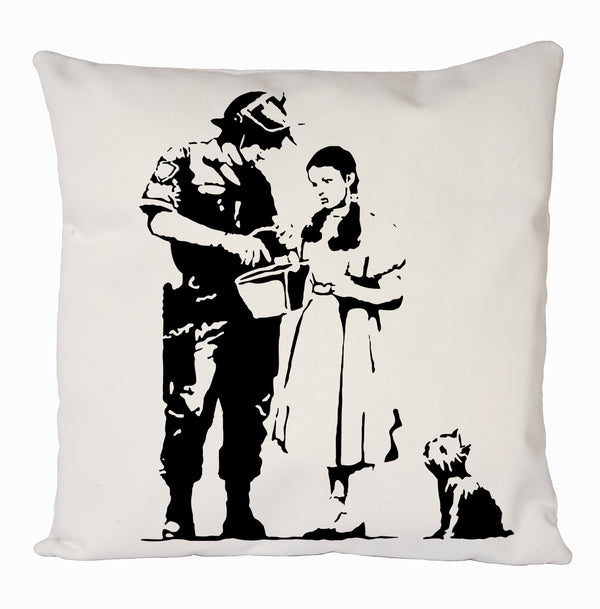 Banksy Dorothy Police Search Cushion Cover, Banksy Stencil All Over Printed Cushion Cover