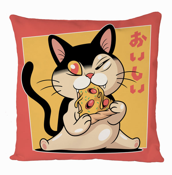 Pizza Lover Cat Cushion Cover, Gift Home Decoration, Graphic Design Cushion Covers