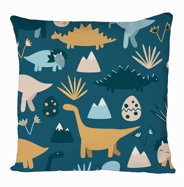 Dinosaurs Cushion Cover, Dinosaur's Egg and Mountains Kids Room Cushion Cover