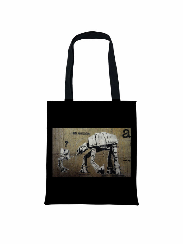 Banksy I Am Your Father AT-ST walker Tote Bag, Banksy Stencil Tote Bag