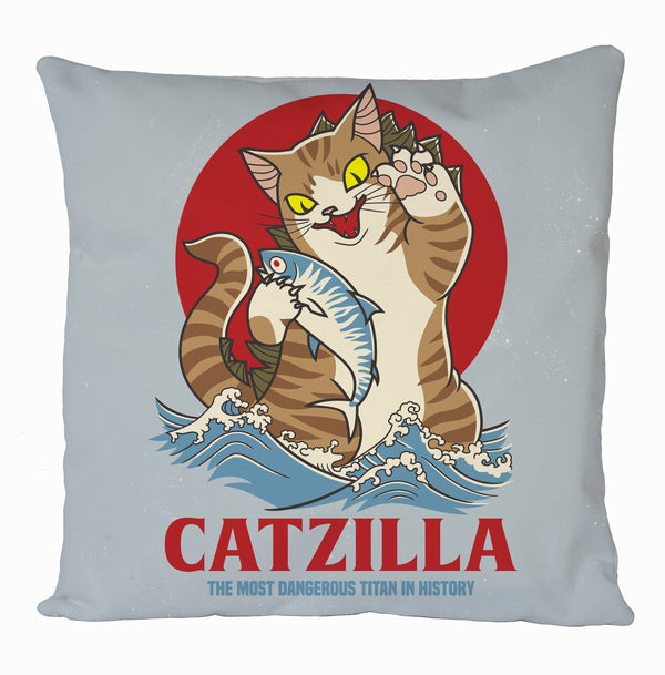 Catzilla Cushion Cover, Cat Printed Cushion Cover, Gift Home Decoration, Graphic Design Cushion Covers