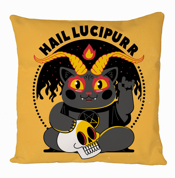 Hail Lucipurr Cat Cushion Cover, Lucky Cat  Cushion Cover, Gift Home Decoration, Graphic Design Cushion Covers