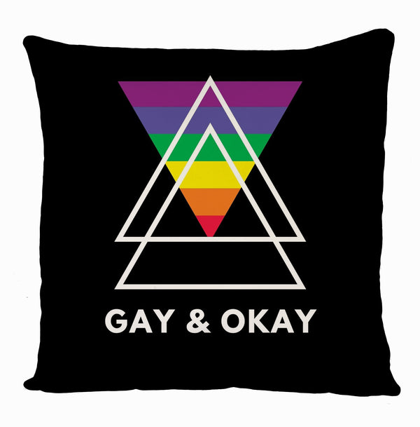 Gay & Okay Cushion Cover, Lgbt Gay Pride Equality Rainbow Cushion Cover