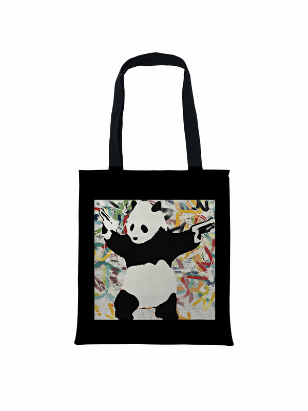 Banksy Panda with Guns Tote Bag, Banksy Stencil Tote Bag