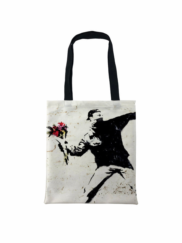 Banksy Flower Thrower Tote Bag, Banksy Stencil Tote Bag