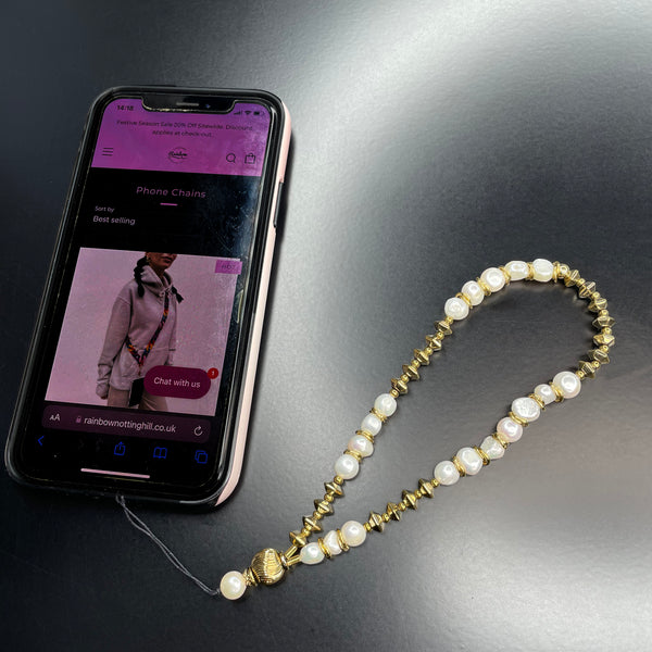 Phone Charm - Pearl & Gold