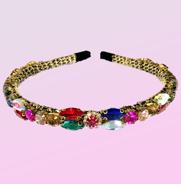 Headband - Multicolour Diamante Embellished