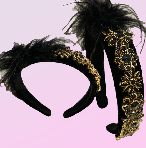 Headband - Black Feather