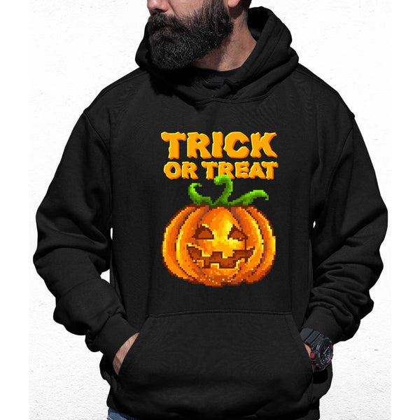 Trick Or Treat Pixel Pumpkin Colour Hoodie