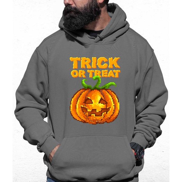 Trick Or Treat Pixel Pumpkin Colour Hoodie