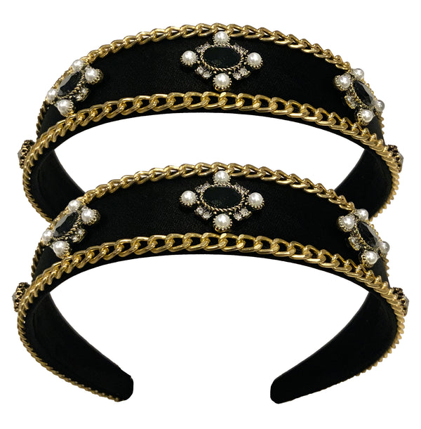 Headband - Onyx And Pearl Embellished