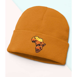 Wild Africa Beanie, Cozy winter beanie with elegant patterns, animal embroidery, soft knit beanie, plain colour beanies