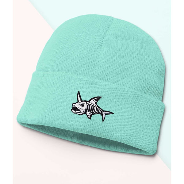 X-Ray Skeleton Fish Beanie, Cozy winter beanie with elegant patterns, animal embroidery, soft knit beanie, plain colour beanies